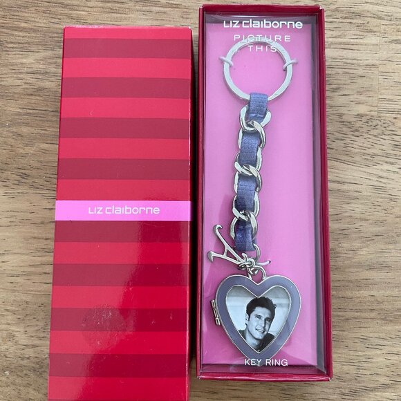 Vintage Liz Claiborne Photo Locket Key Ring (Letter A) - Picture 1 of 4